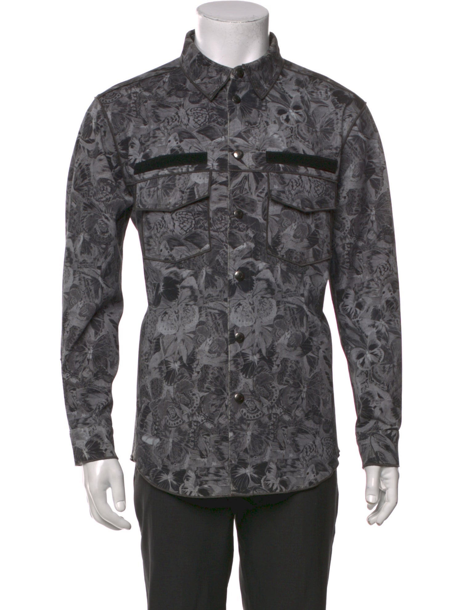 Valentino Printed Long Sleeve Denim Shirt
