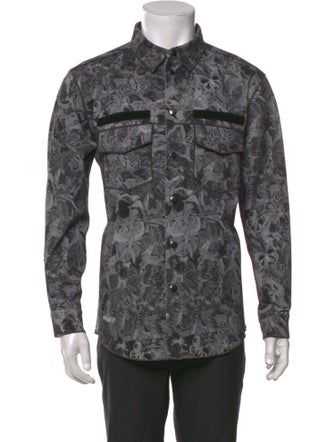Valentino Printed Long Sleeve Denim Shirt