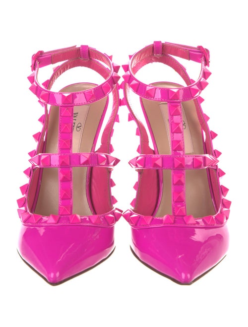 Valentino Rockstud Accents Patent Leather T-Strap Pumps