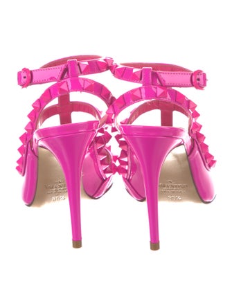 Valentino Rockstud Accents Patent Leather T-Strap Pumps