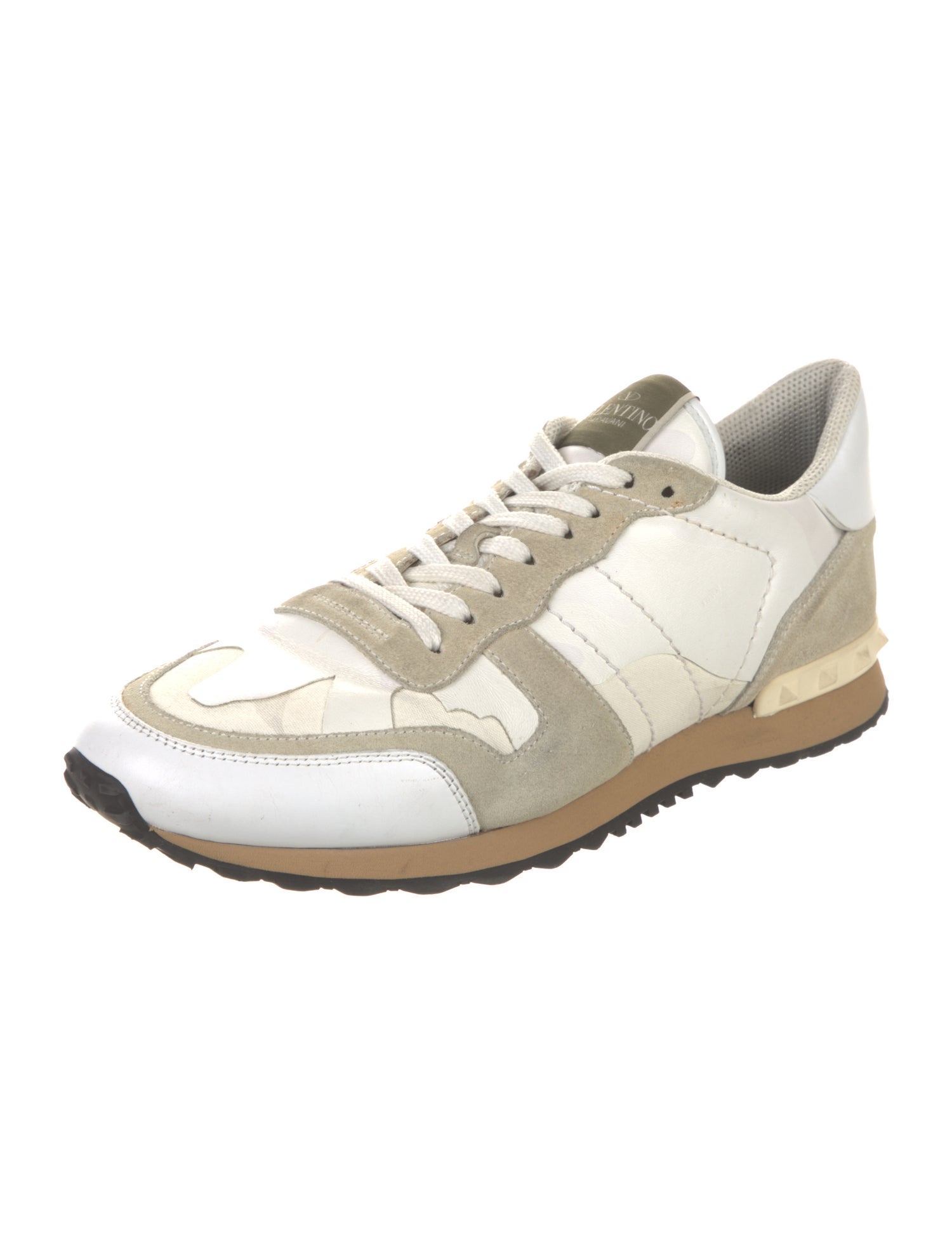 Valentino Rockstud Accents Leather Sneakers