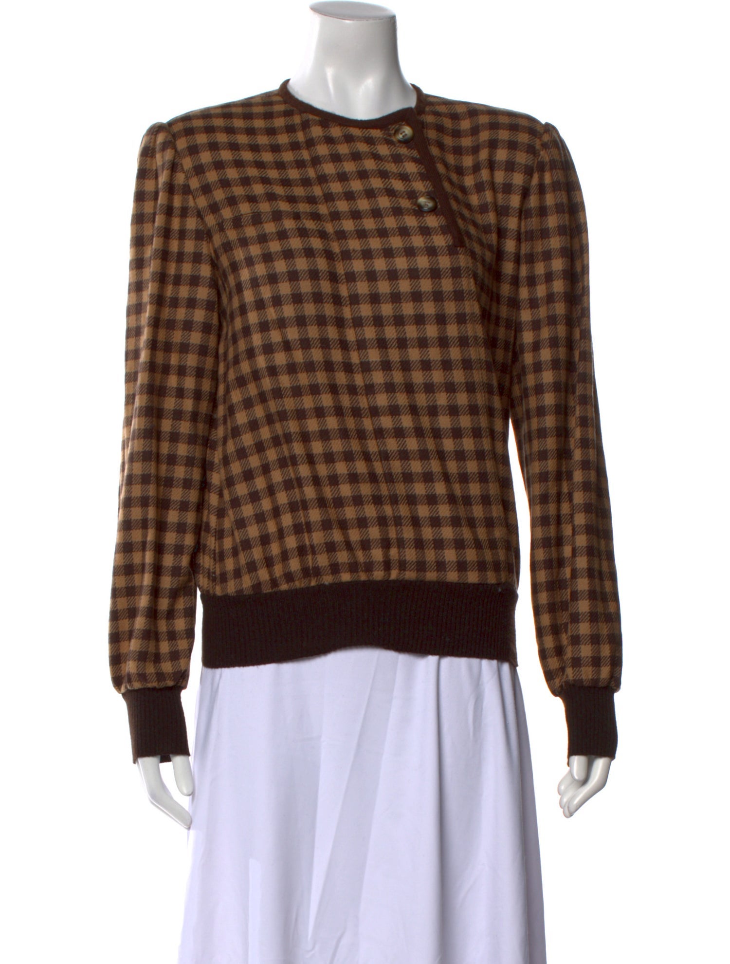 Valentino Plaid Print Crew Neck Sweater