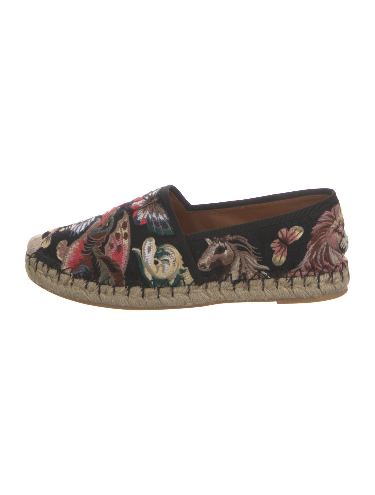 Valentino Floral Print Embroidered Accent Espadrilles