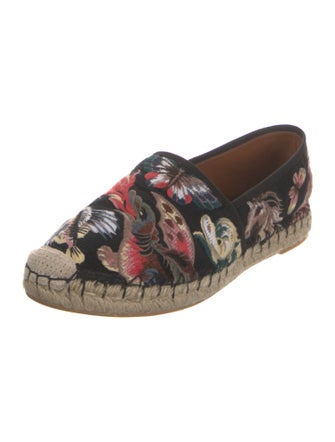 Valentino Floral Print Embroidered Accent Espadrilles
