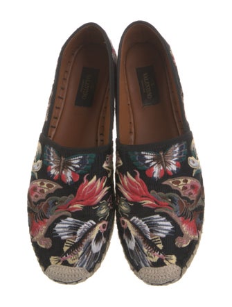 Valentino Floral Print Embroidered Accent Espadrilles