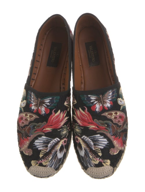 Valentino Floral Print Embroidered Accent Espadrilles