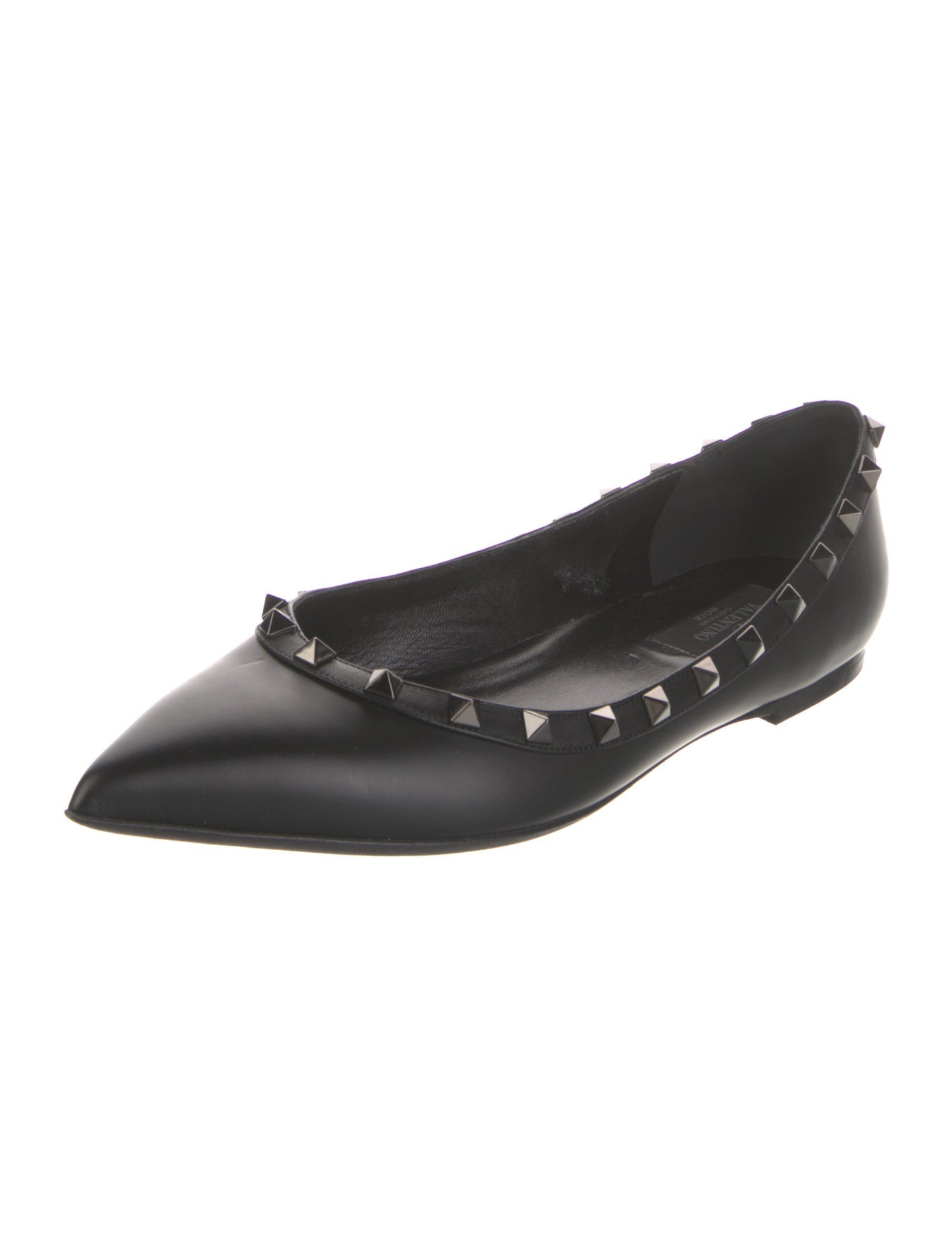 Valentino Rockstud Accents Leather Ballet Flats