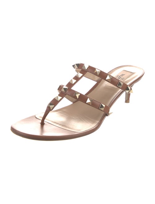 Valentino Rockstud Accents Leather Slides