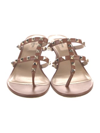 Valentino Rockstud Accents Leather Slides
