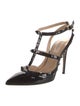 Valentino Rockstud Accents Patent Leather T-Strap Sandals