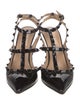 Valentino Rockstud Accents Patent Leather T-Strap Sandals
