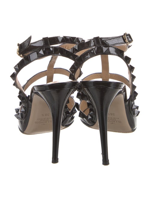 Valentino Rockstud Accents Patent Leather T-Strap Sandals