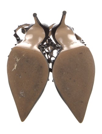 Valentino Rockstud Accents Patent Leather T-Strap Sandals