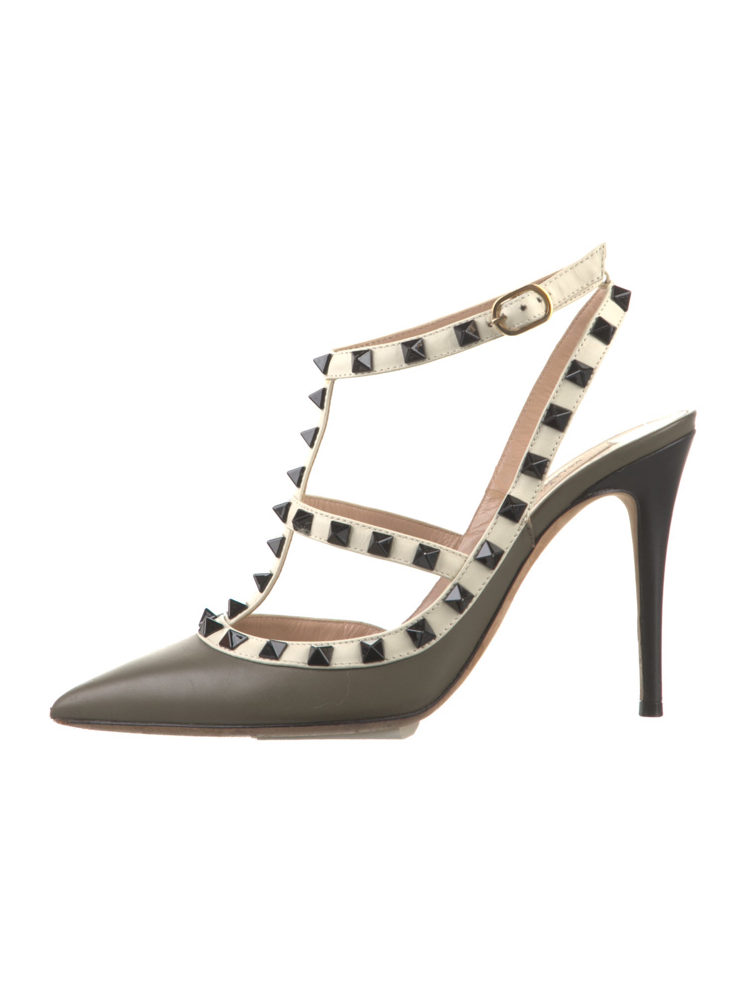 Valentino Rockstud Accents Leather T-Strap Pumps