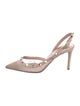 Valentino Rockstud Accents Mesh Slingback Pumps