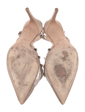 Valentino Rockstud Accents Mesh Slingback Pumps