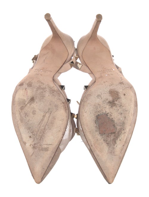 Valentino Rockstud Accents Mesh Slingback Pumps