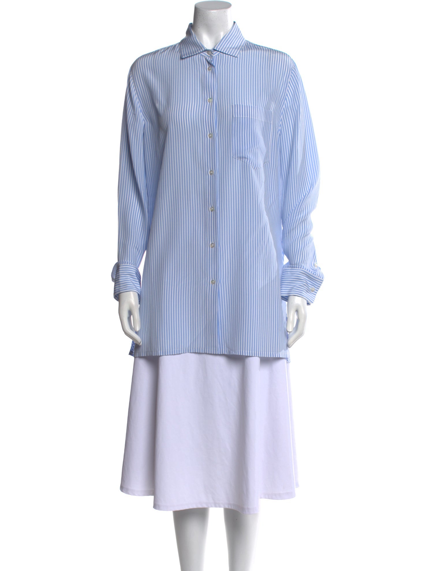 Valentino Silk Striped Button-Up Top