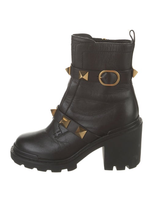 Valentino Leather Studded Accents Combat Boots