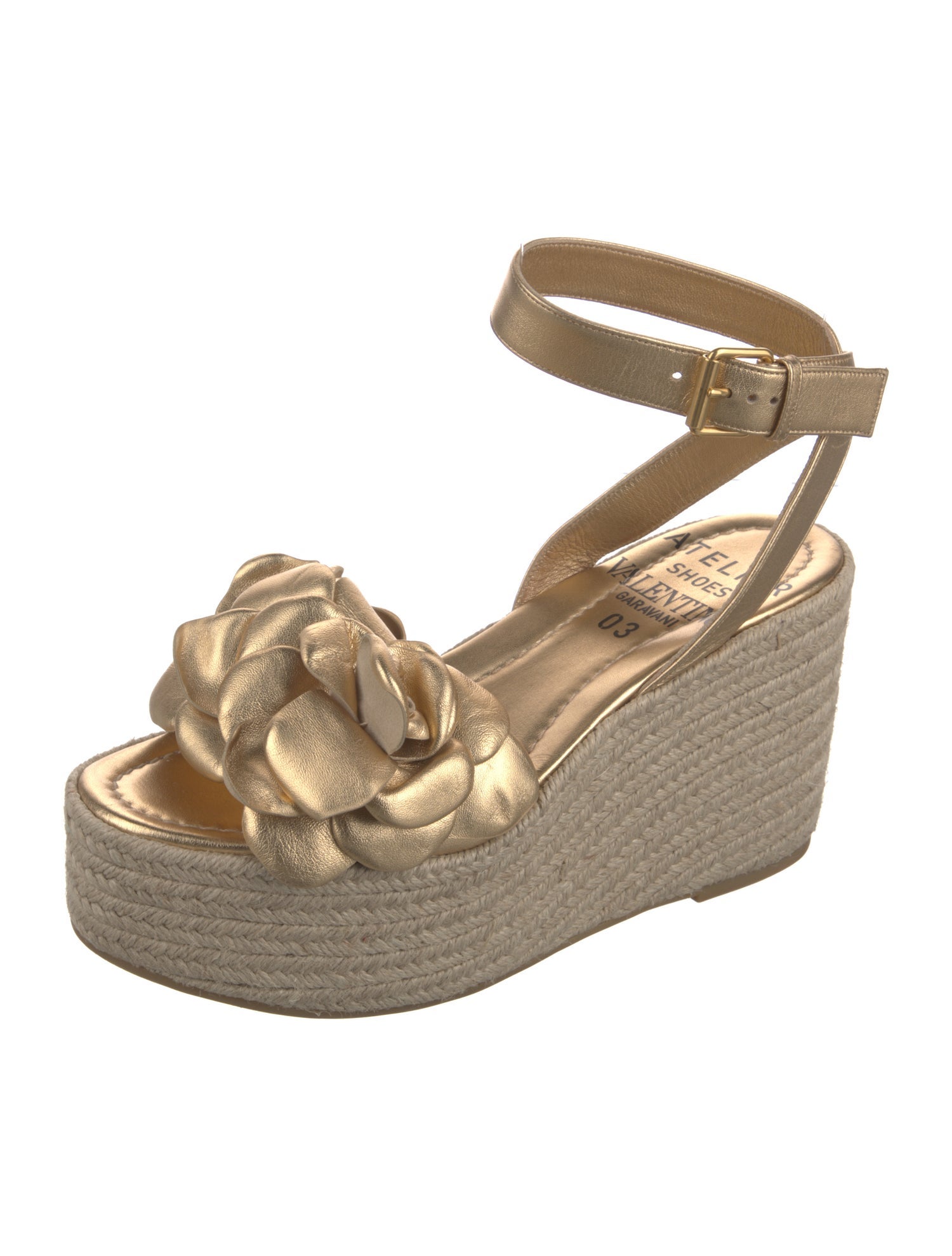 Valentino Leather Leather Trim Embellishment Espadrilles