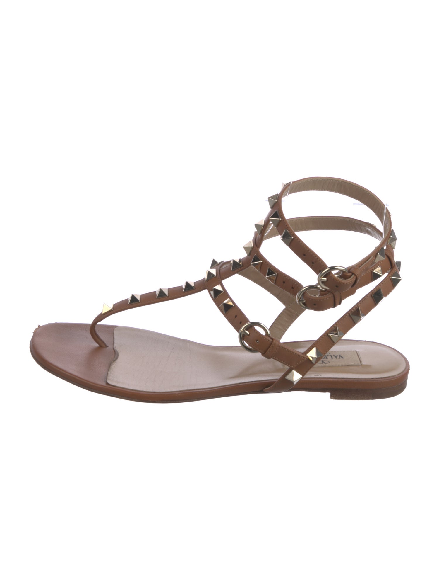 Valentino Rockstud Accents Leather Gladiator Sandals
