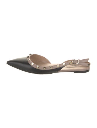 Valentino Rockstud Accents Leather Slingback Flats