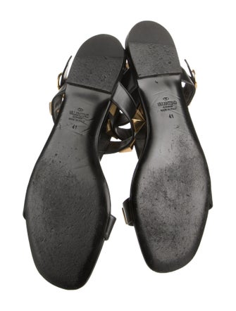 Valentino Rockstud Accents Leather T-Strap Sandals