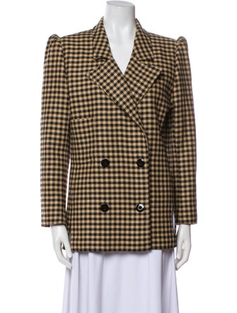 Valentino Wool Plaid Print Blazer