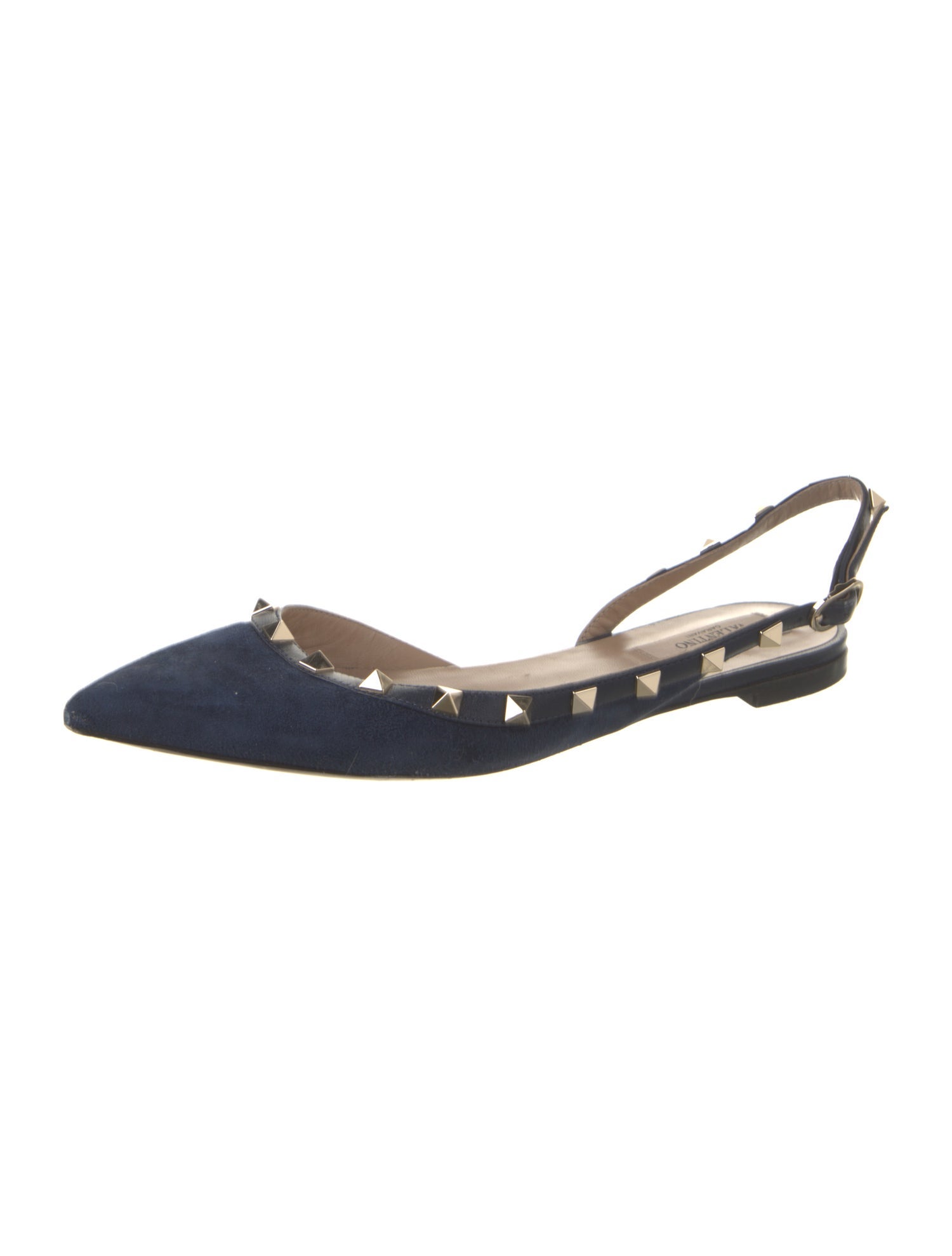 Valentino Rockstud Accents Suede Slingback Flats