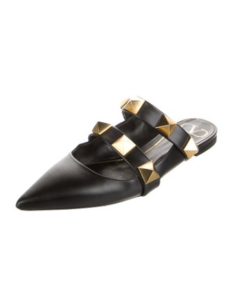 Valentino Rockstud Accents Leather Mules