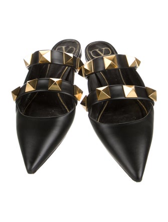 Valentino Rockstud Accents Leather Mules