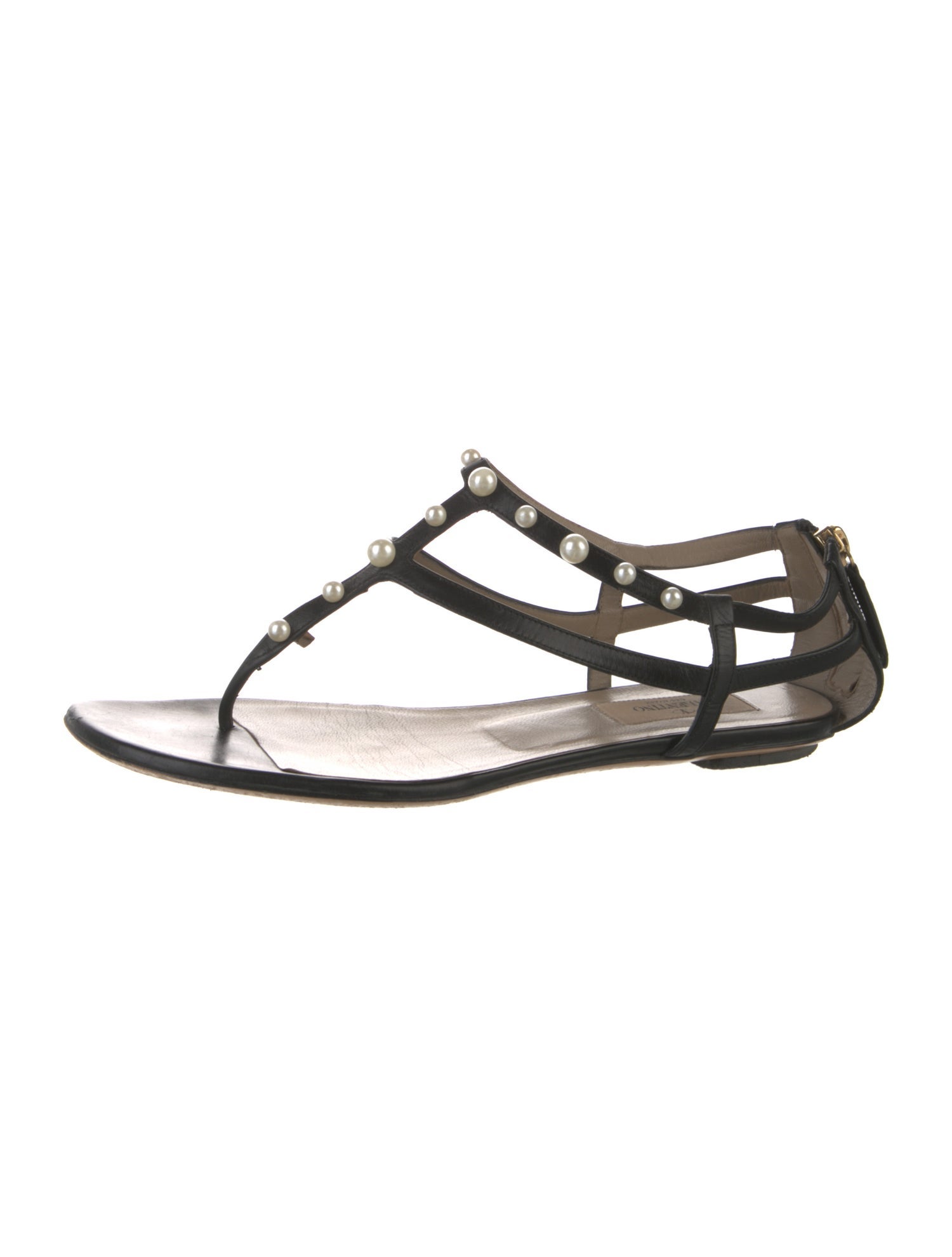 Valentino Rockstud Accents Leather T-Strap Sandals