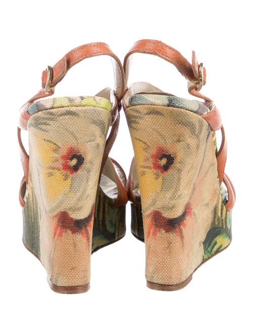 Valentino Leather Floral Print Espadrilles