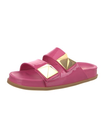 Valentino Patent Leather Studded Accents Slides