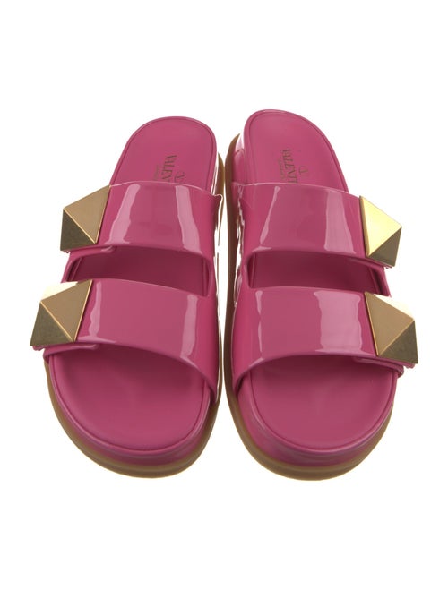 Valentino Patent Leather Studded Accents Slides