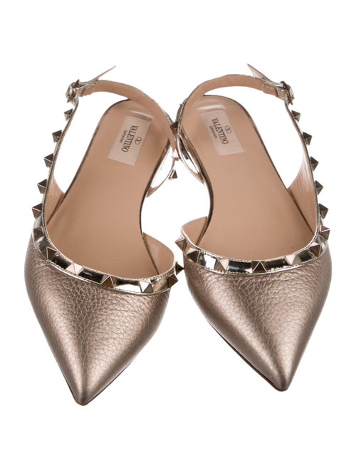 Valentino Rockstud Accents Leather Slingback Flats