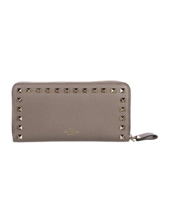 Valentino Rockstud Accents Leather Continental Wallet