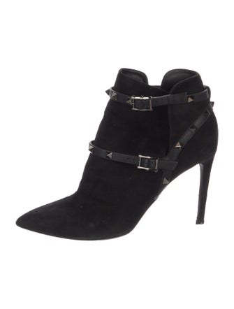Valentino Rockstud Accents Suede Lace-Up Boots
