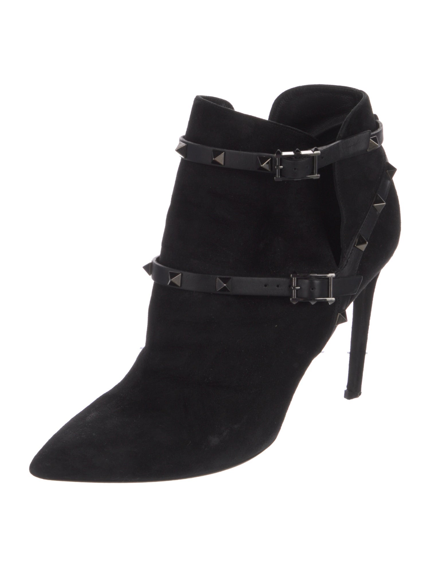 Valentino Rockstud Accents Suede Lace-Up Boots