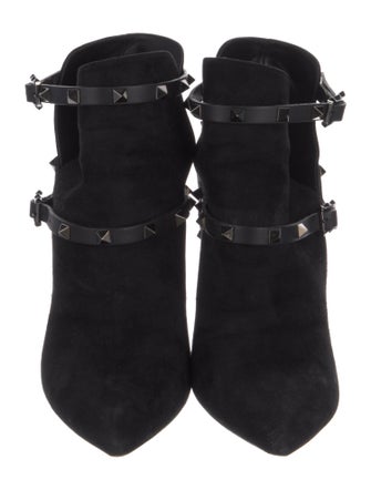 Valentino Rockstud Accents Suede Lace-Up Boots