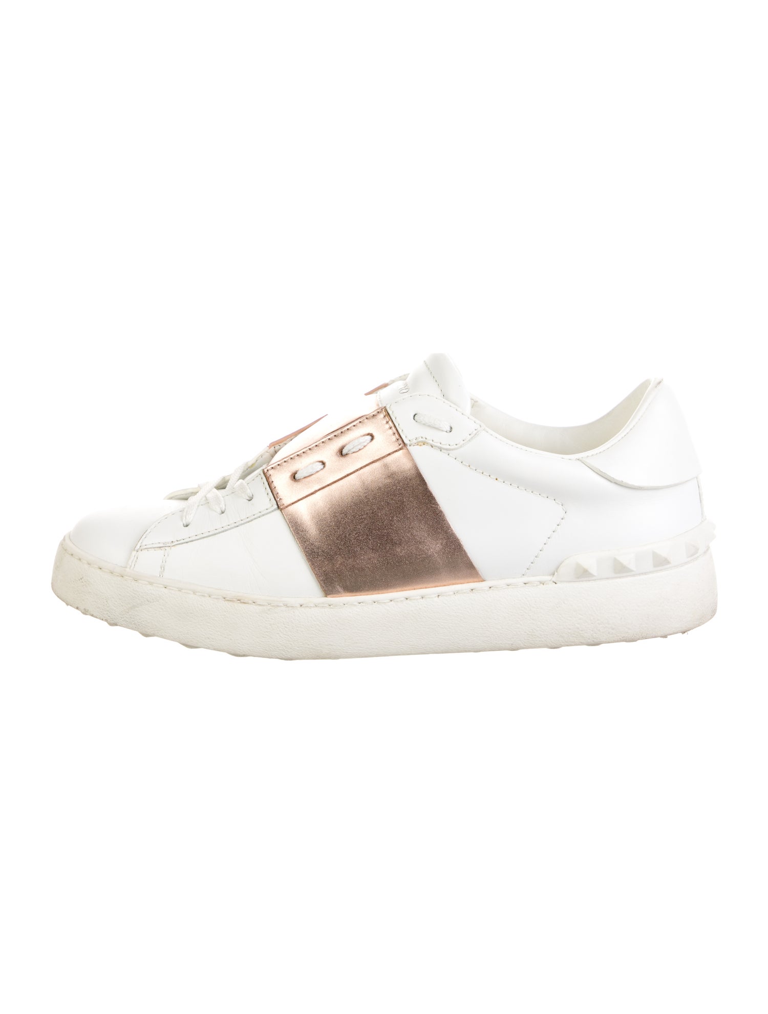 Valentino Rockstud Accents Leather Sneakers