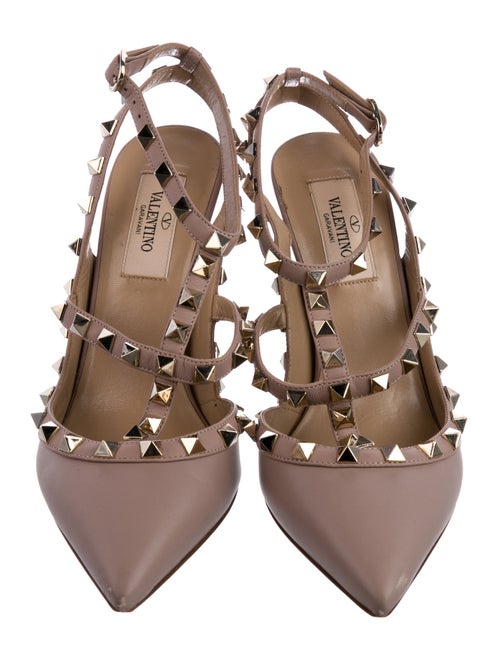 Valentino Rockstud Accents Leather T-Strap Pumps
