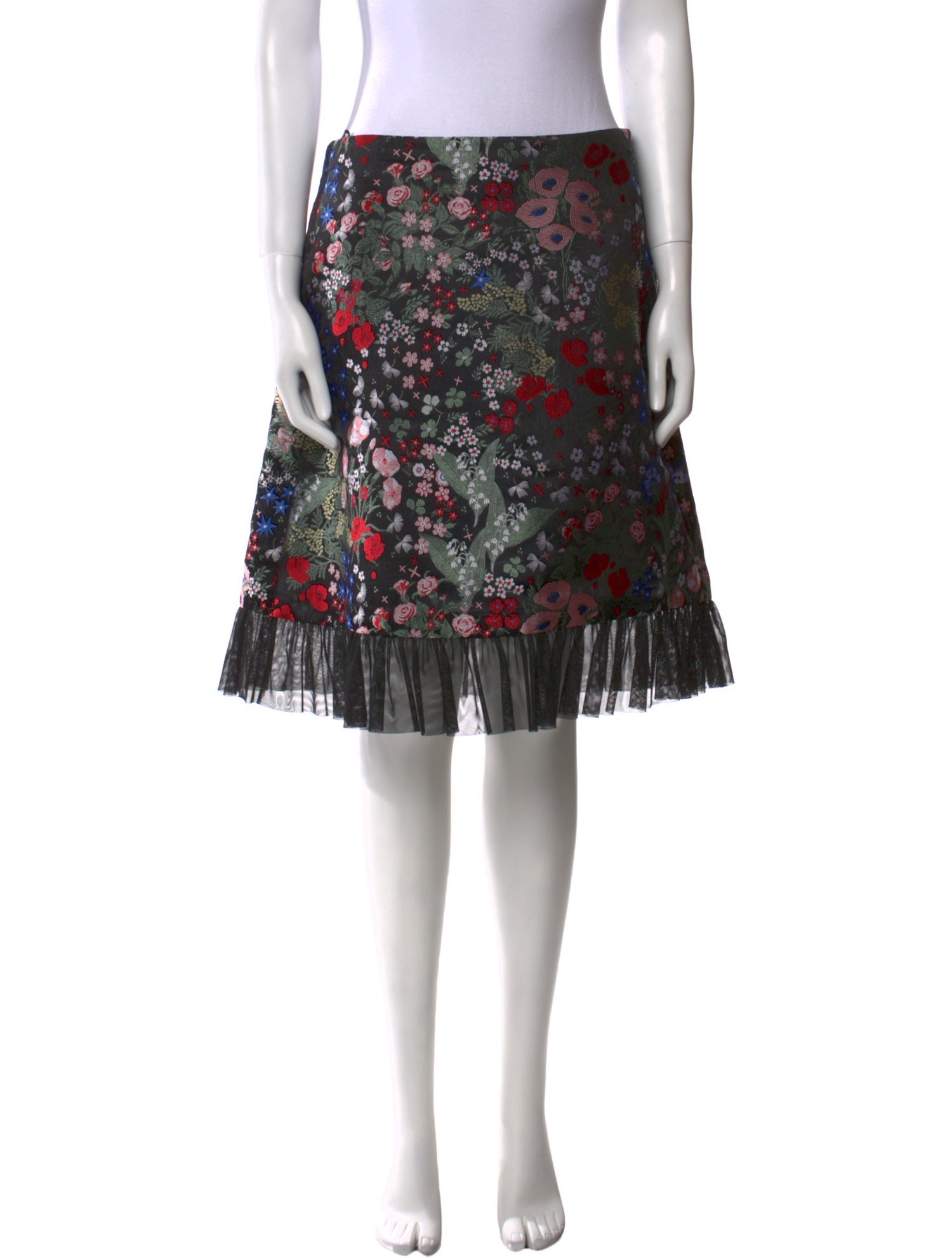 Valentino Floral Print Knee-Length Skirt