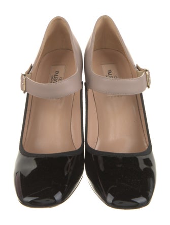 Valentino Patent Leather Colorblock Pattern Pumps