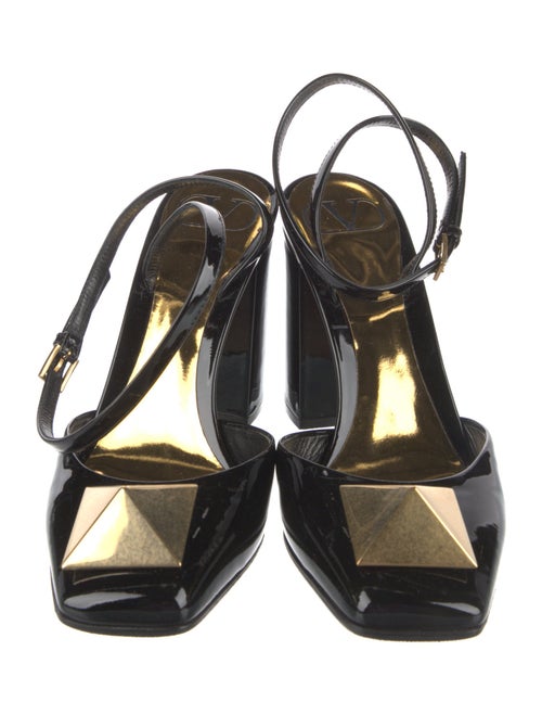 Valentino Rockstud Accents Patent Leather Slingback Pumps
