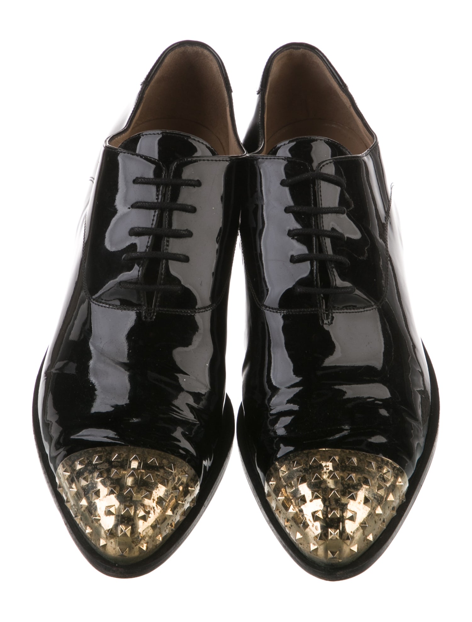 Valentino Rockstud Accents Patent Leather Oxfords