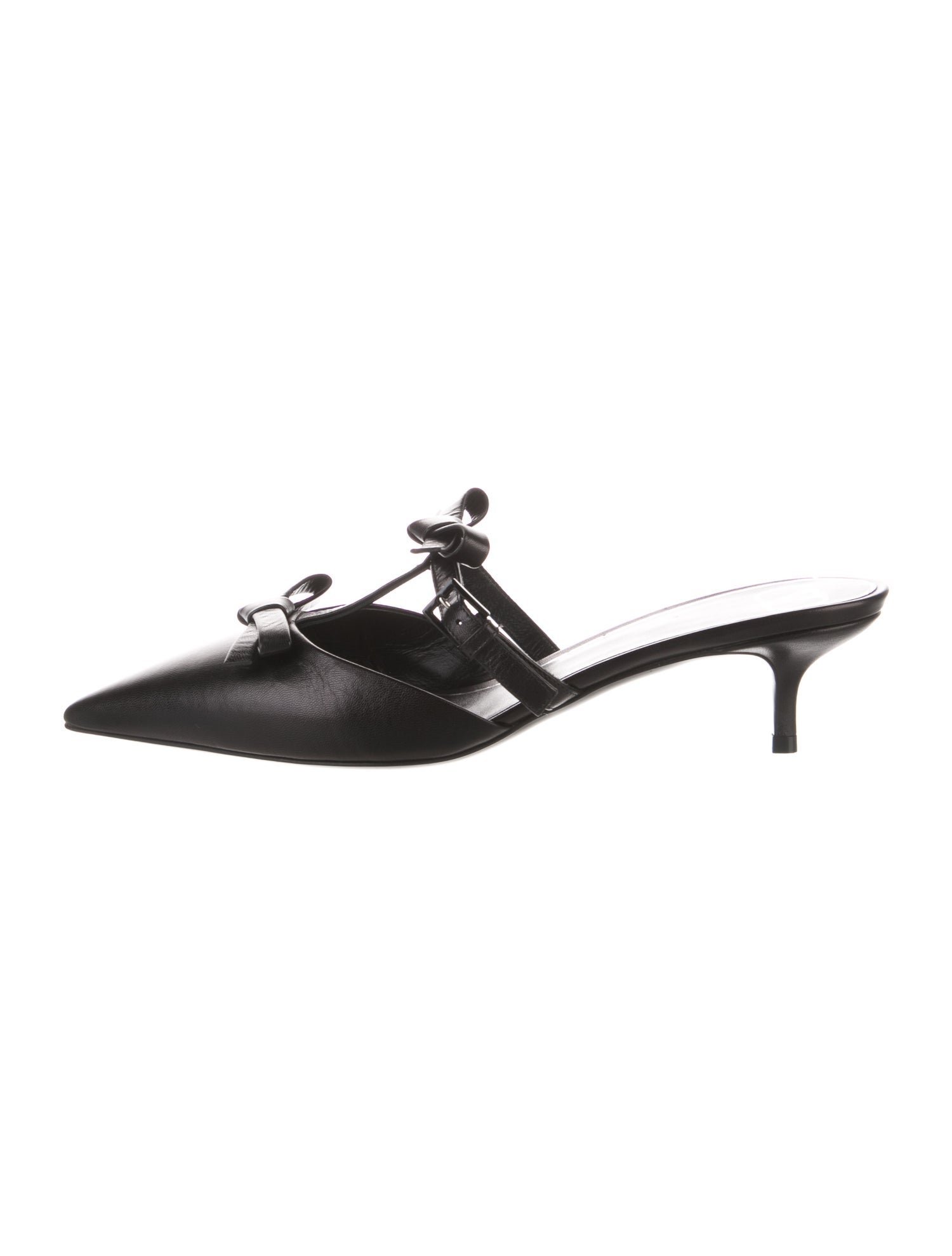 Valentino Leather Bow Accents Mules