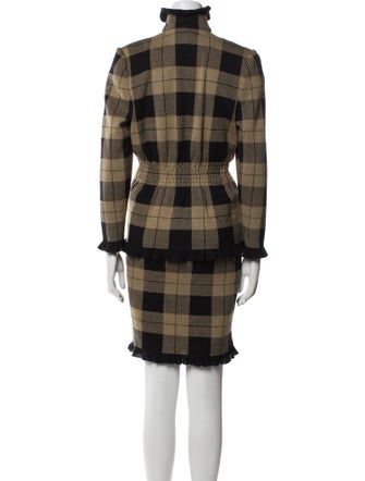 Valentino Wool Plaid Print Skirt Set