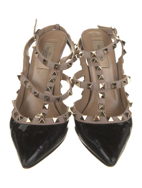 Valentino Rockstud Accents Patent Leather T-Strap Pumps