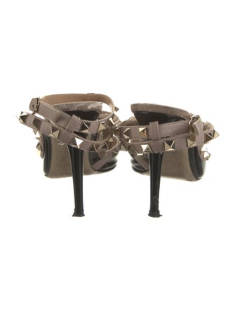 Valentino Rockstud Accents Patent Leather T-Strap Pumps